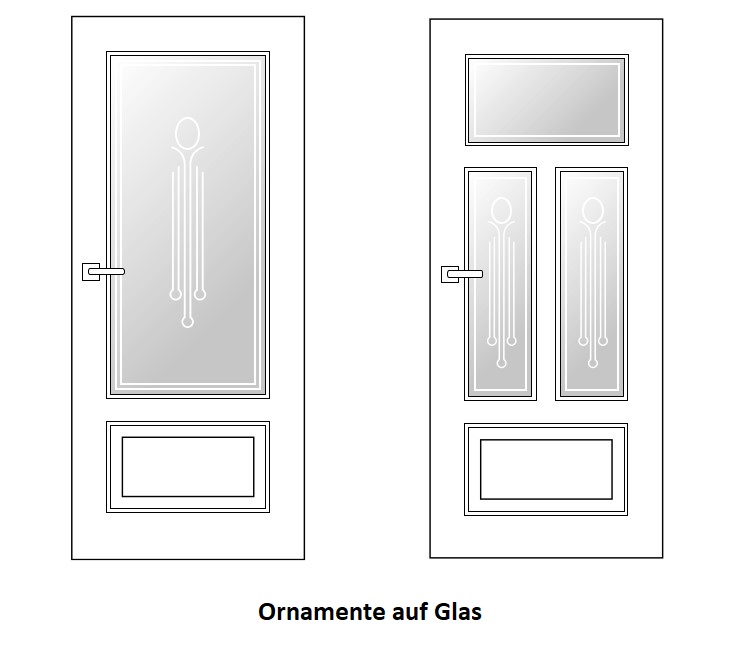 Ornamente auf Glas